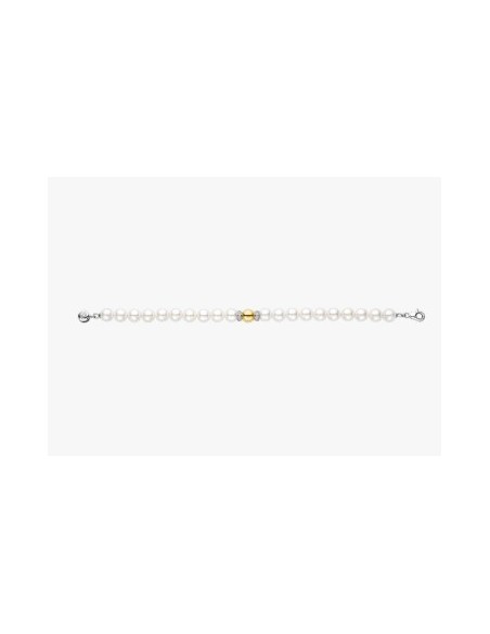 Pulsera Esencia de Luz con perlas y detalle bicolo