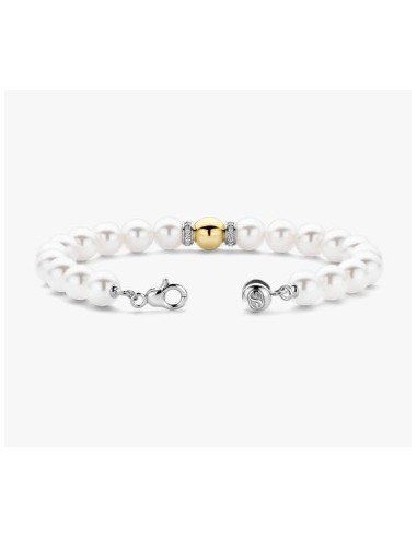 Pulsera Esencia de Luz con perlas y detalle bicolo