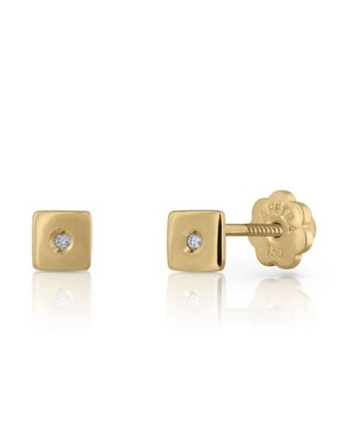 PENDIENTES CUADRADO BRILL ORO DE 18K