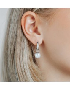 Pendientes Gota de Luz en plata con perla blanca