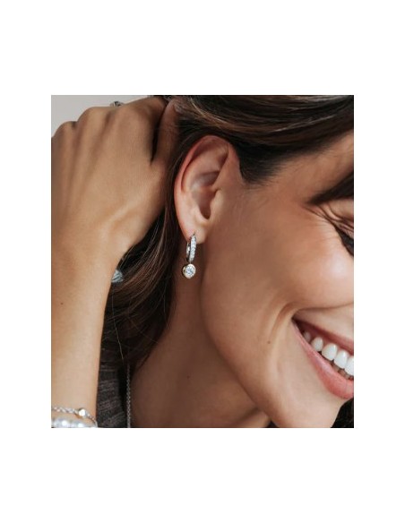 Pendientes Destello Doble en plata bicolor