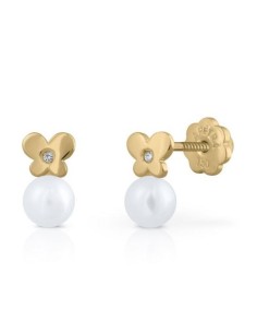 PENDIENTES MARIPOSA PERLA ORO DE 18K