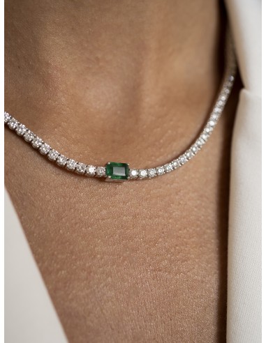 11,15ct- GARGANTILLA DIAMANTES ESMERALDA ORO 18K