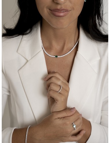 11,15ct- GARGANTILLA DIAMANTES ESMERALDA ORO 18K