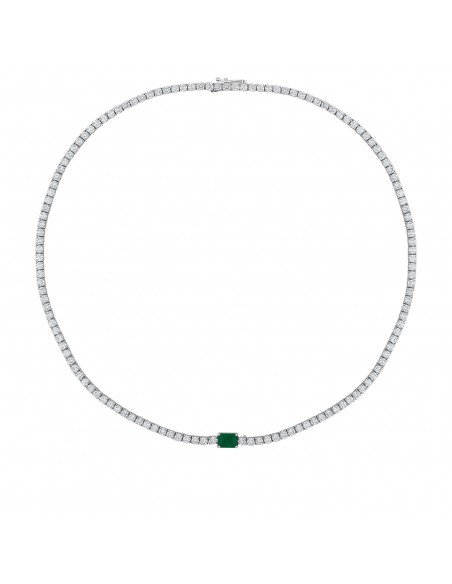 11,15ct- GARGANTILLA DIAMANTES ESMERALDA ORO 18K