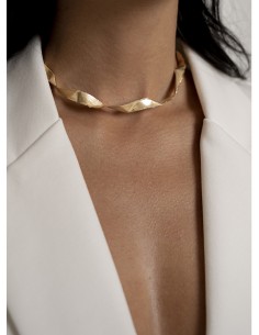 choker rizado plata con baño de oro 1ª ley