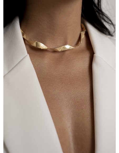 choker rizado plata con baño de oro 1ª ley