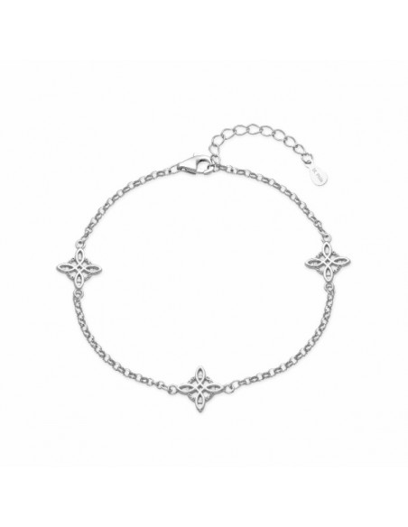 Pulsera de plata con motivos de flores