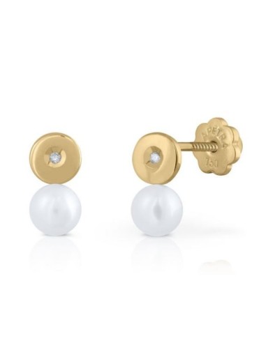 PENDIENTES CHATÓN PERLA ORO DE 18K