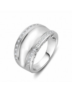 Anillo Plata Doble Brillo con circonitas