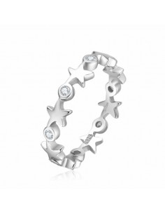 Anillo Plata Estrellas con circonitas