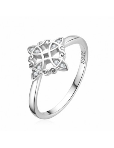 Anillo Plata Flor Celta con Circonitas