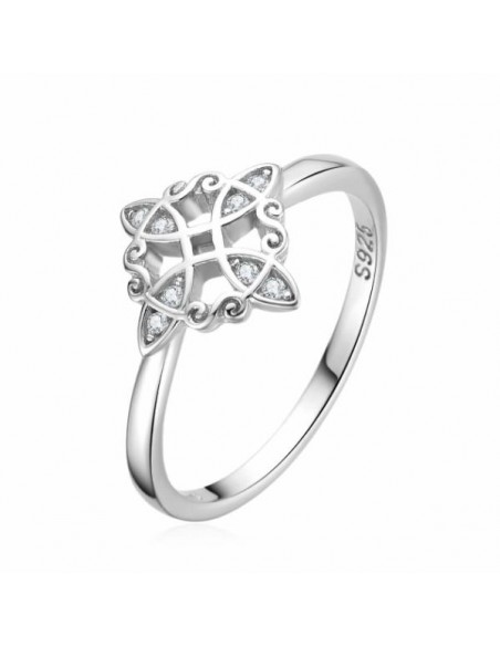 Anillo Plata Flor Celta con Circonitas
