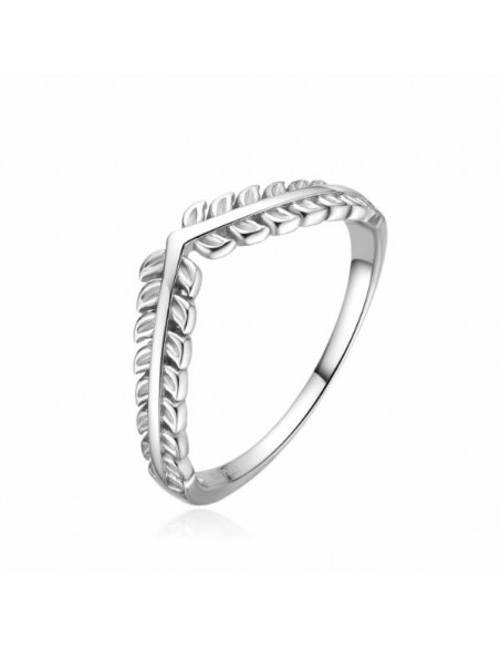 Anillo de Plata con Diseño de Hoja Estilizada