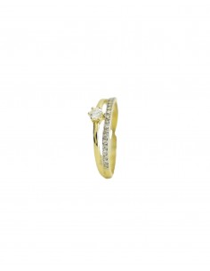 Anillo de Oro de 18k Doble Banda y Circonita 