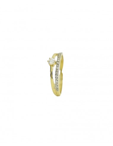 Anillo de Oro de 18k Doble Banda y Circonita 