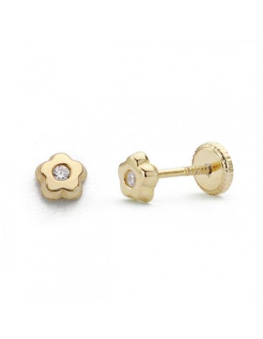 PENDIENTES BEBÉ ORO FLOR CIRCONITA 4 MM