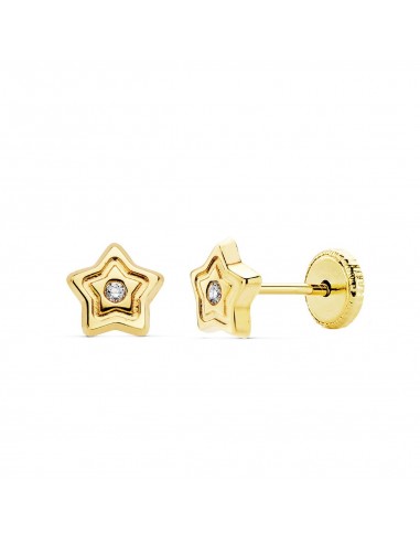 PENDIENTES BEBÉ ORO ESTRELLA CIRCONITA 6X6MM
