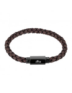 Pulsera de Hombre en Cuero Marrón y Acero