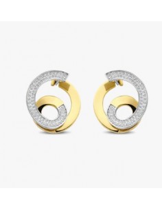 Pendientes espiral Bicolor con circonitas