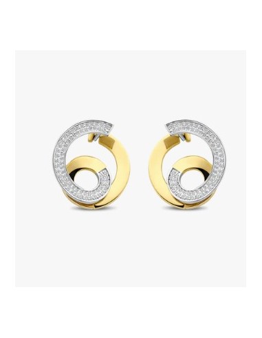 Pendientes espiral Bicolor con circonitas