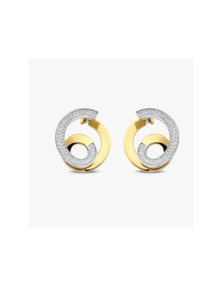 Pendientes espiral Bicolor con circonitas