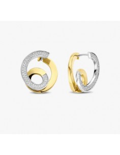 Pendientes espiral Bicolor con circonitas 2