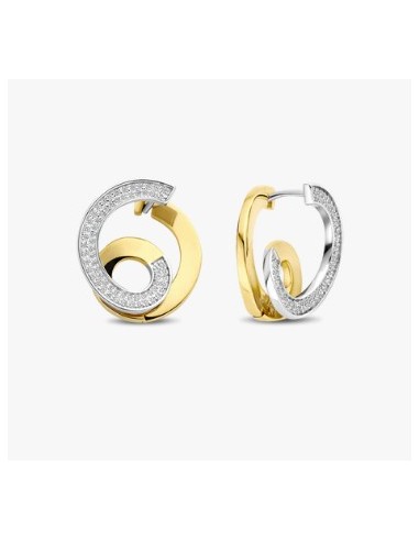 Pendientes espiral Bicolor con circonitas