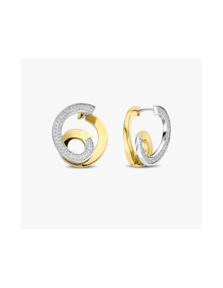 Pendientes espiral Bicolor con circonitas