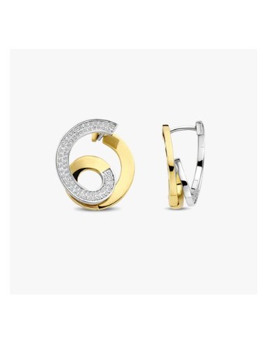 Pendientes espiral Bicolor con circonitas