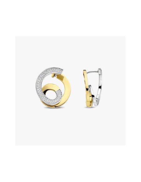 Pendientes espiral Bicolor con circonitas