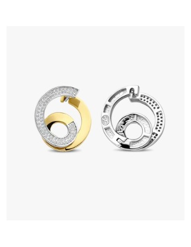 Pendientes espiral Bicolor con circonitas