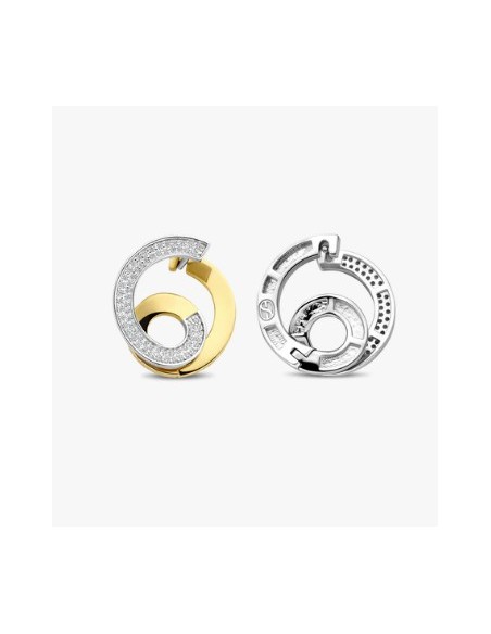 Pendientes espiral Bicolor con circonitas