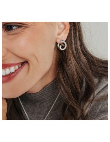 Pendientes espiral Bicolor con circonitas