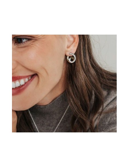 Pendientes espiral Bicolor con circonitas