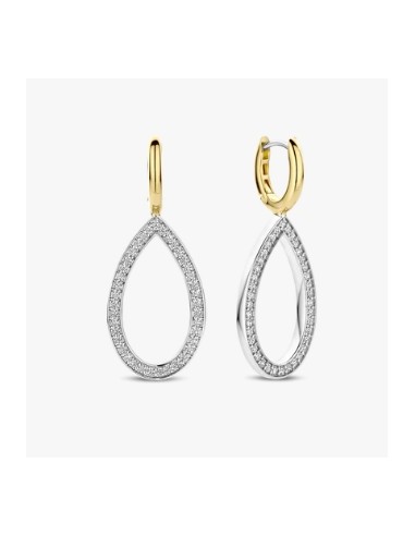 Pendientes lágrima bicolor en plata