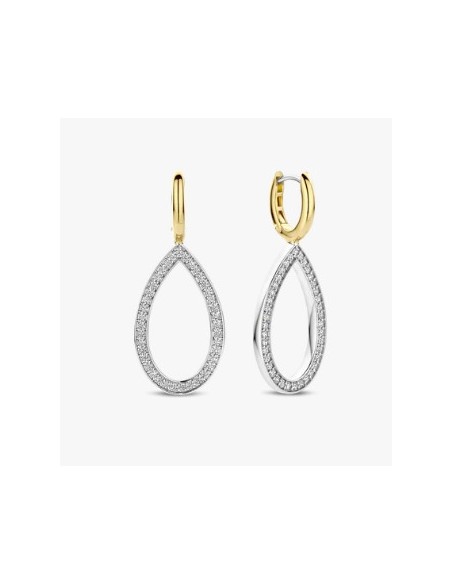 Pendientes lágrima bicolor en plata