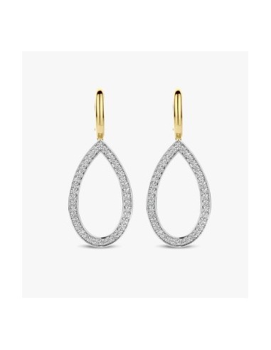 Pendientes lágrima bicolor en plata