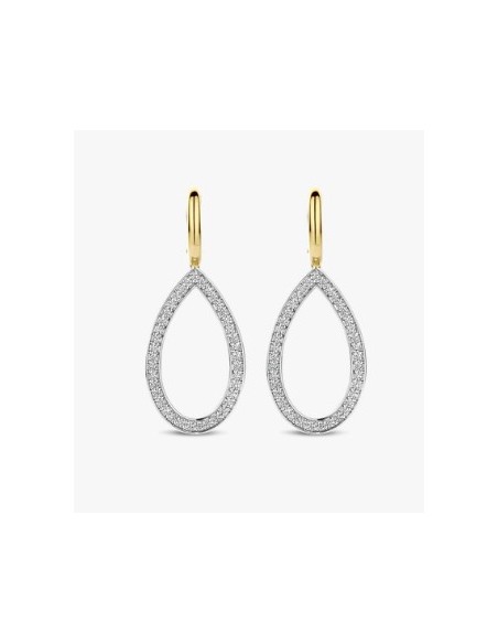 Pendientes lágrima bicolor en plata