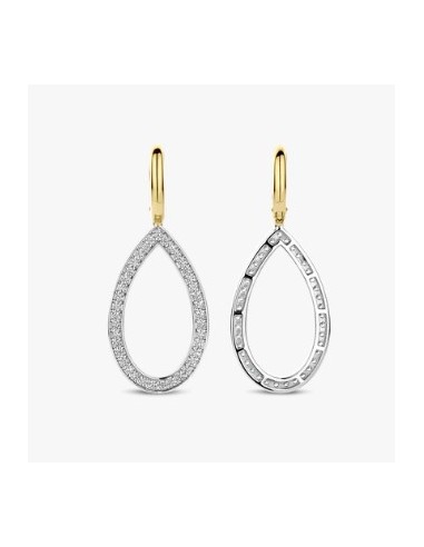 Pendientes lágrima bicolor en plata