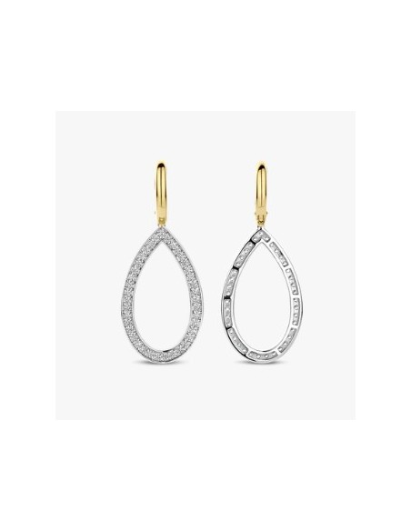 Pendientes lágrima bicolor en plata