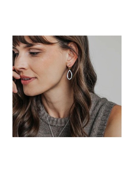 Pendientes lágrima bicolor en plata