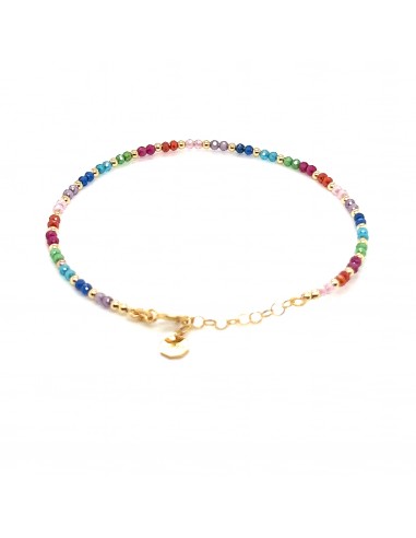 PULSERA MULTICOLOR PIEDRAS ORO 9K