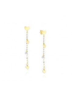 Pendientes para mujer largo corazón zn oro 9k