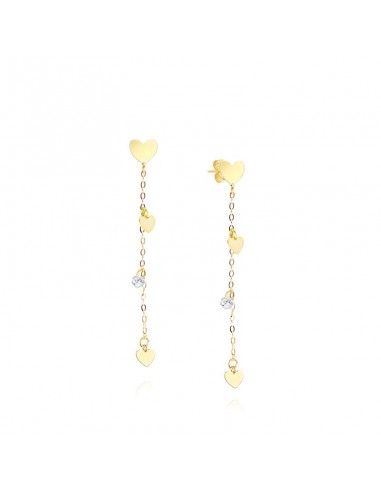 Pendientes para mujer largo corazón zn oro 9k