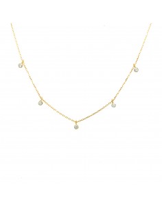 ct-0.04 GARGANTILLA 5 PUNTOS DIAMANTES ORO DE 18K