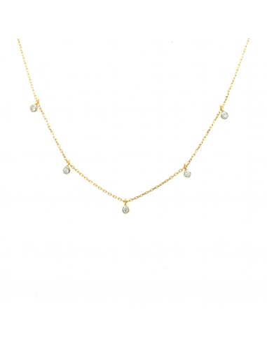 ct-0.04 GARGANTILLA 5 PUNTOS DIAMANTES ORO DE 18K