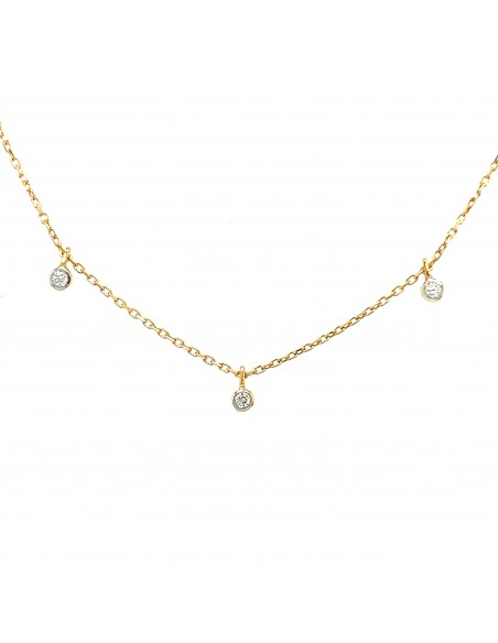 ct-0.04 GARGANTILLA 5 PUNTOS DIAMANTES ORO DE 18K
