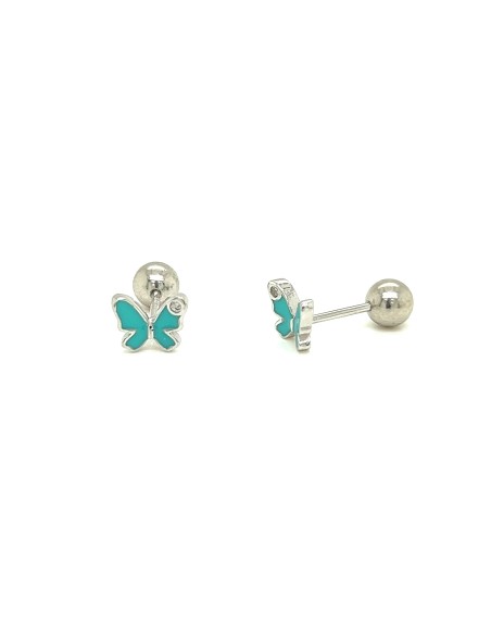 PENDIENTES MARIPOSA ESMALTE ZN PLATA DE 1ª LEY