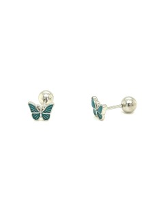 PENDIENTES MARIPOSA ESM TURQ ZN PLATA DE 1ª LEY